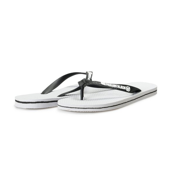 Philipp Plein White/Black Rubber Logo Print Flip Flops Shoes main image 6